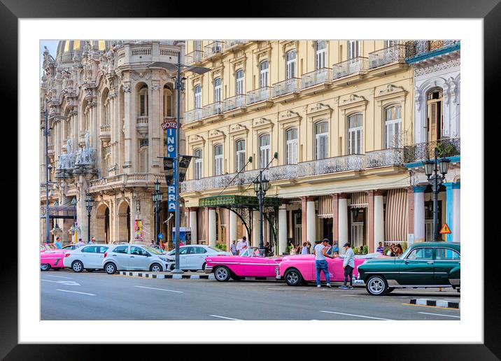 Havana Taxis Framed Mounted Print by David Hare
