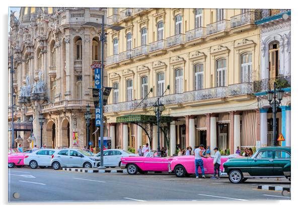 Havana Taxis Acrylic by David Hare