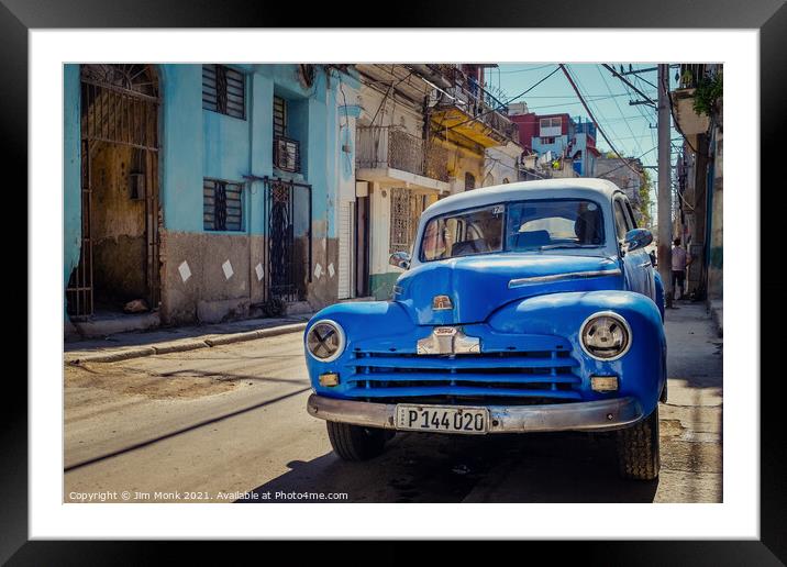 Blue Ford, Havana Framed Mounted Print by Jim Monk