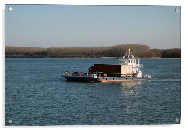 ferry on the Danube  Acrylic by liviu iordache