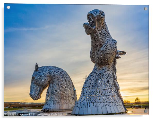 The Kelpies in Falkirk Acrylic by Jim Monk