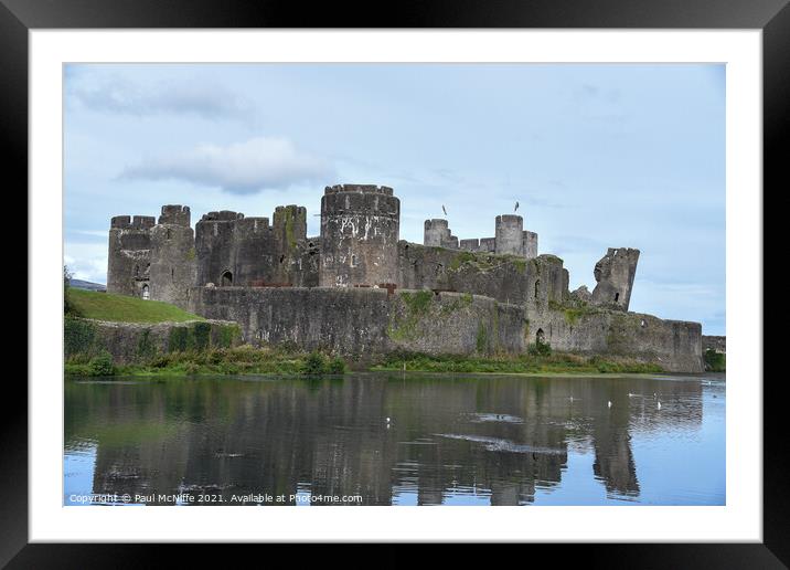 Caerphilly Castle and Moat Framed Mounted Print by Paul McNiffe