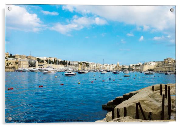 Valletta's Grand Harbour Acrylic by Christopher Kelly