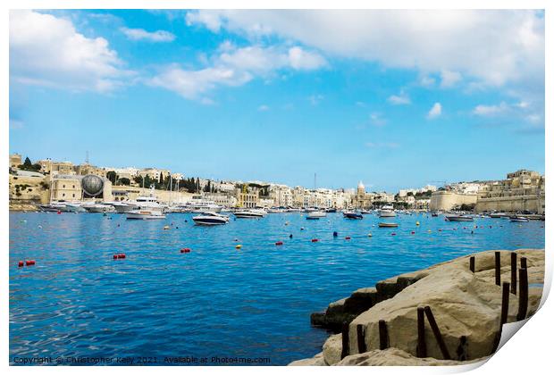 Valletta's Grand Harbour Print by Christopher Kelly