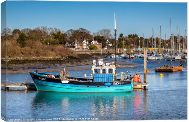 Lymington River Fishing Boat Canvas Print by Wight Landscapes