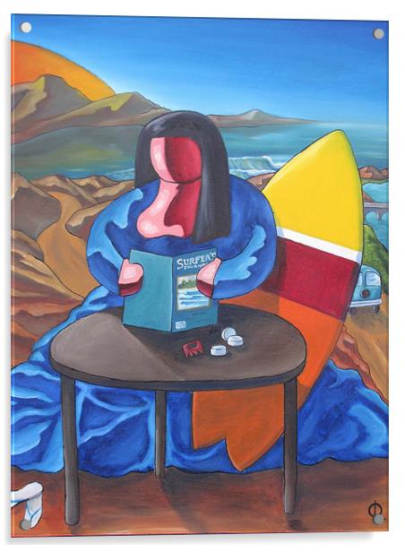 Mona Lisa Was a Surfer Acrylic by Olivier Longuet