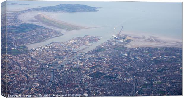 Dublin Bay and City From The Air Canvas Print by Paul McNiffe