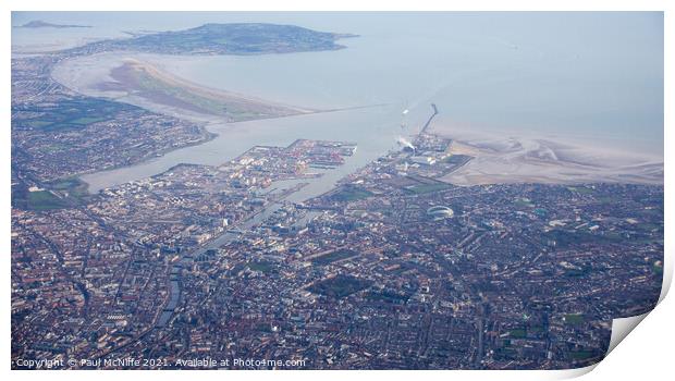 Dublin Bay and City From The Air Print by Paul McNiffe