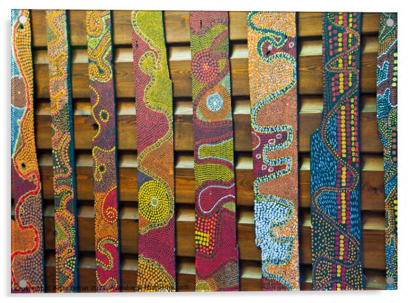 Traditional Aboriginal belt artwork. Acrylic by Peter Bolton