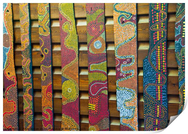Traditional Aboriginal belt artwork. Print by Peter Bolton