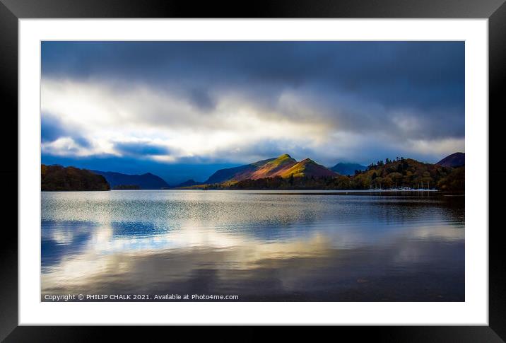 Derwent water blue hour sunset 356  Framed Mounted Print by PHILIP CHALK