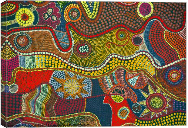 Traditional Aboriginal artwork on fabric. Canvas Print by Peter Bolton