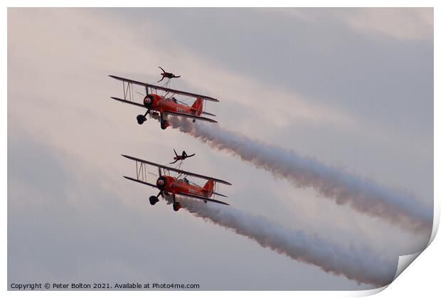 Breitling Wingwalkers at Southend Airshow 2010 Print by Peter Bolton