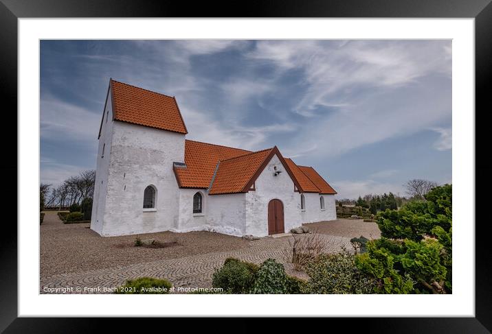 Small church in Lild in western rural Denmark Framed Mounted Print by Frank Bach