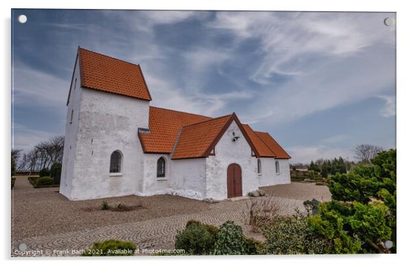 Small church in Lild in western rural Denmark Acrylic by Frank Bach