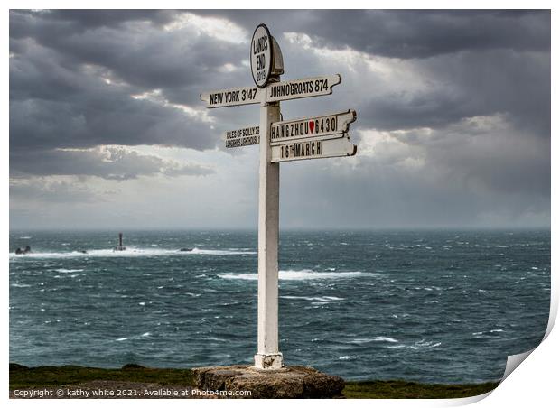 Lands End ,The Iconic Signpost,Land’s End Signpost Print by kathy white