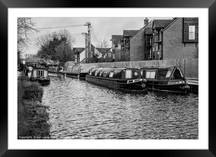 Canalside Moorings At Newbury Framed Mounted Print by Ian Lewis