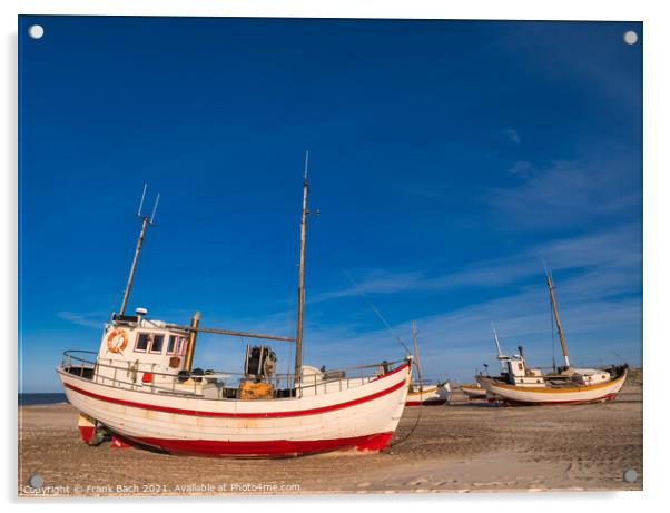 Slettestrand cutter fishing vessel for traditional fishery at th Acrylic by Frank Bach