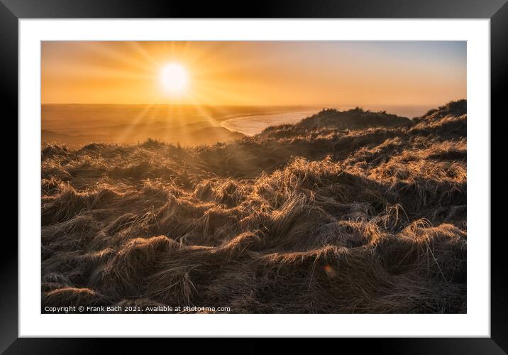 Sunset at the heather near Bulbjerg in north west Denmark Framed Mounted Print by Frank Bach