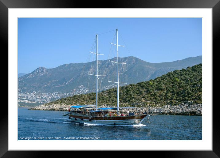 Traditional Gulet, Kalkan, turkey Framed Mounted Print by Chris North