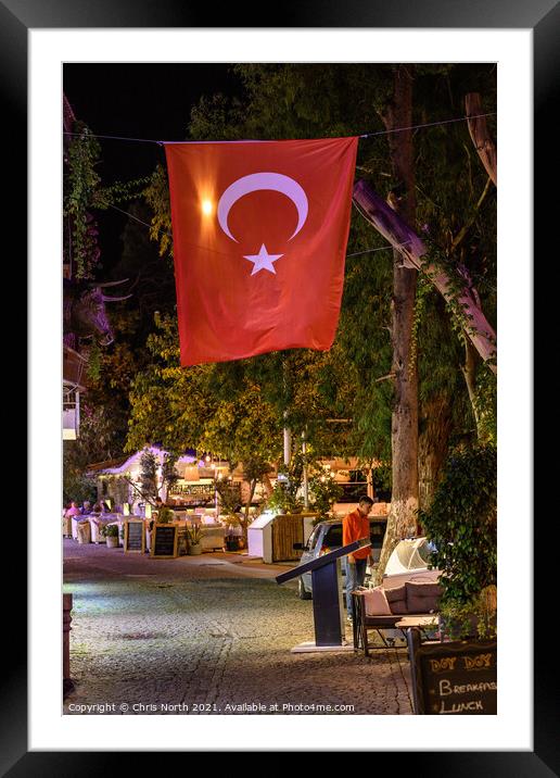 Street view Kalkan by night , turkey. Framed Mounted Print by Chris North
