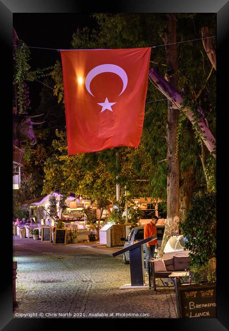 Street view Kalkan by night , turkey. Framed Print by Chris North