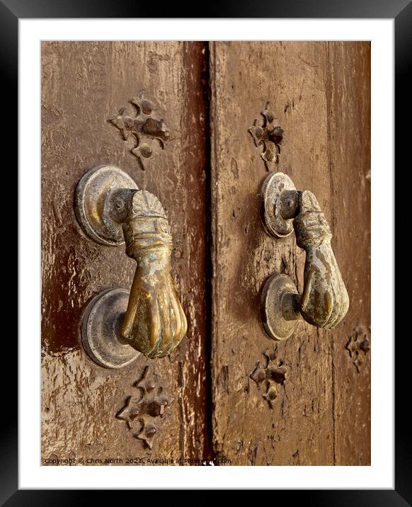 Old Spanish door knocker. Framed Mounted Print by Chris North