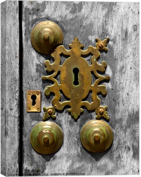 Old Spanish door knocker. Canvas Print by Chris North