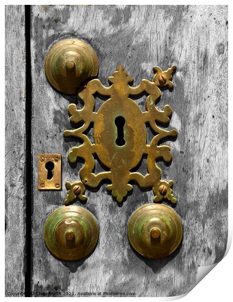 Old Spanish door knocker. Print by Chris North