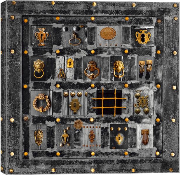 Montage of Old Spanish door knockers. Canvas Print by Chris North