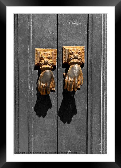 Old Spanish door knocker. Framed Mounted Print by Chris North