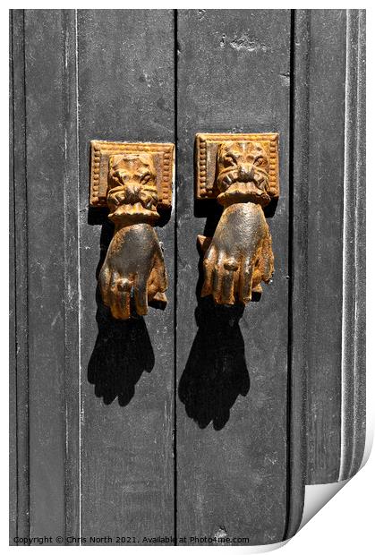 Old Spanish door knocker. Print by Chris North