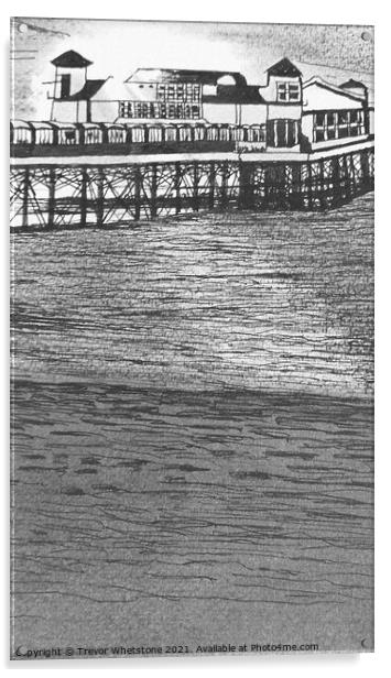 Weston-Super-Mare Pier. Black & White Acrylic by Trevor Whetstone