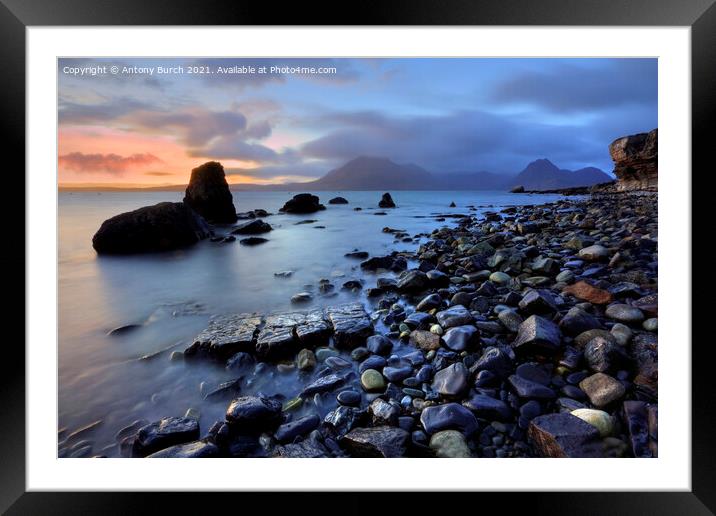 Elgol Sunset Blues Framed Mounted Print by Antony Burch