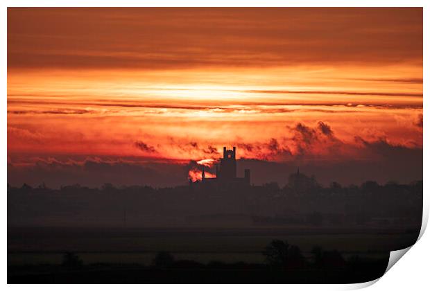 Dawn over Ely, 23rd February 2021 Print by Andrew Sharpe