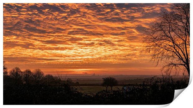 Dawn over Ely, 23rd February 2021 Print by Andrew Sharpe