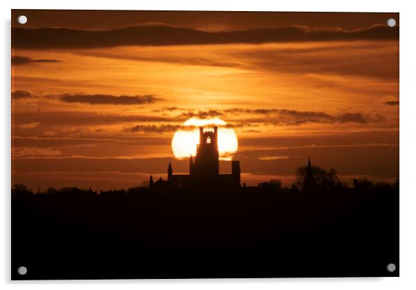 Sunrise behind Ely Cathedral, Cambridgeshire  Acrylic by Andrew Sharpe