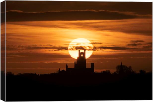 Sunrise behind Ely Cathedral, 24th February 2021 Canvas Print by Andrew Sharpe