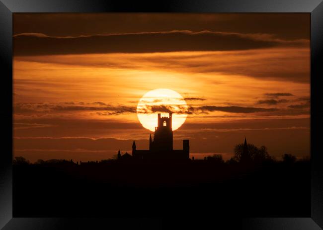 Sunrise behind Ely Cathedral, 24th February 2021 Framed Print by Andrew Sharpe