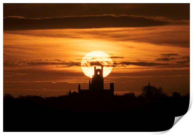 Sunrise behind Ely Cathedral, 24th February 2021 Print by Andrew Sharpe