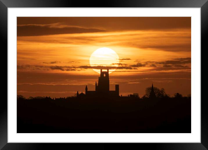 Sunrise behind Ely Cathedral, 24th February 2021 Framed Mounted Print by Andrew Sharpe