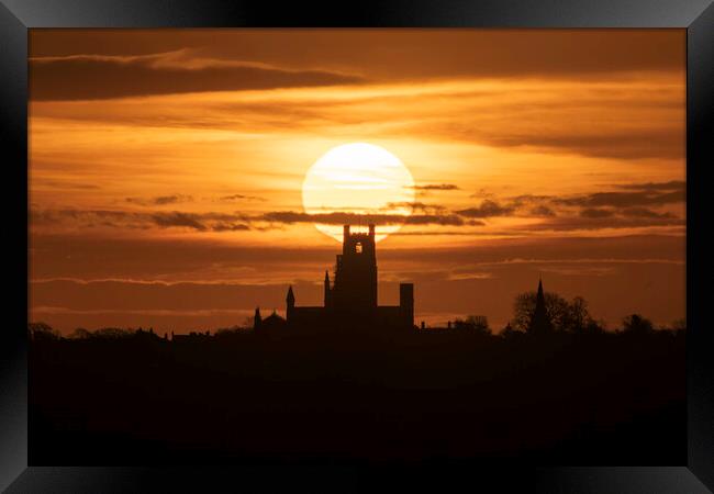 Sunrise behind Ely Cathedral, 24th February 2021 Framed Print by Andrew Sharpe