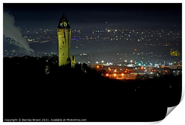 Wallace Monument over Stirling Print by Barclay Brown