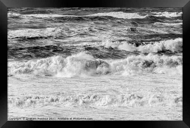Storm Waves - Monochrome Framed Print by Graham Prentice