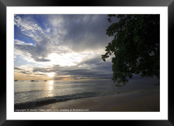West coast sunset, Barbados Framed Mounted Print by Geraint Tellem ARPS