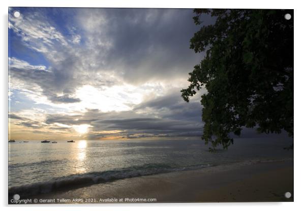 West coast sunset, Barbados Acrylic by Geraint Tellem ARPS