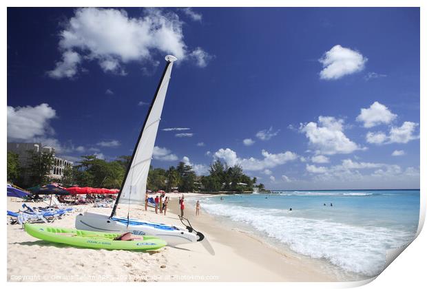 Dover beach, Southern Barbados, Caribbean Print by Geraint Tellem ARPS