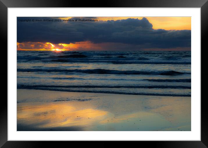 sunset at fistral beach cornwall Framed Mounted Print by Kevin Britland