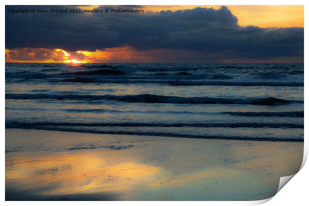 sunset at fistral beach cornwall Print by Kevin Britland