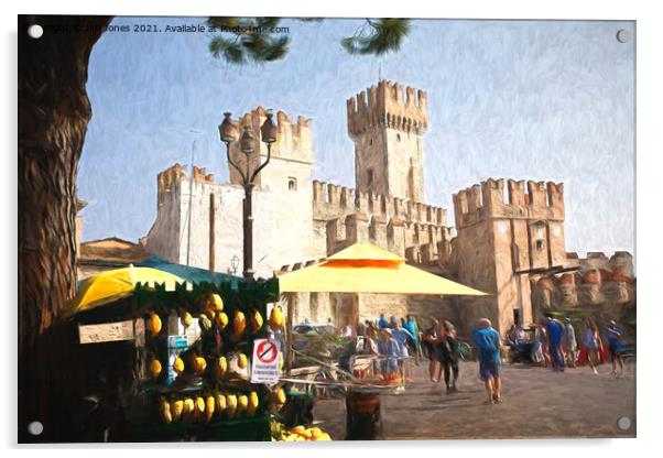 Sirmione Scaliger Castle with artistic filter Acrylic by Jim Jones